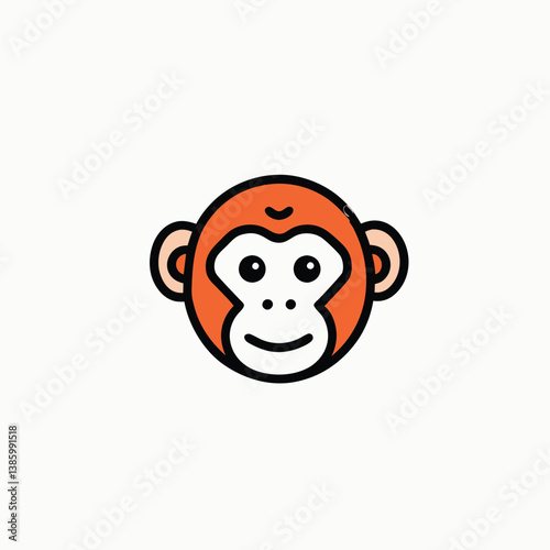 Cute monkey face silhouette Vectors minimalist head logo, Icon, element. Vector illustration