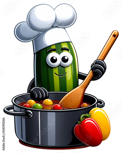 Cute Sticker, transparent Background cartoon illustration of a carrot as a chef