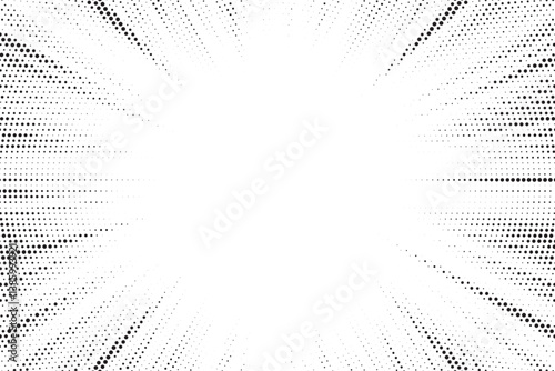 Halftone gradient sun rays pattern. Abstract halftone vector dots background. monochrome dots pattern. Vector background in comic book style with sunburst rays and halftone. Retro pop art design.