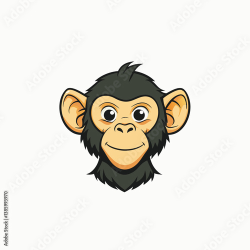 Cute Monkey simpanse close up face design illustration