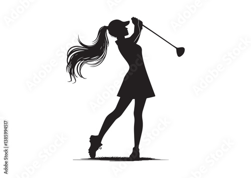 A Woman golfer player Silhouette Vector