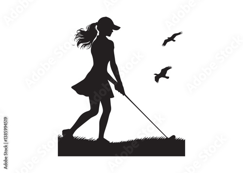 A Woman golfer player Silhouette Vector