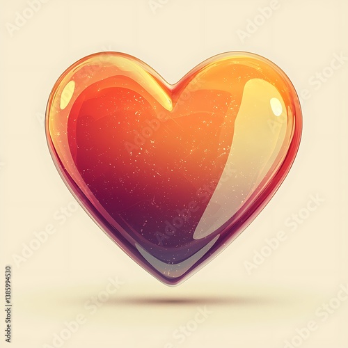 Stylish heart icon with smooth gradients and soft edges