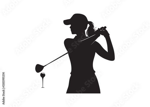 A Woman golfer player Silhouette Vector