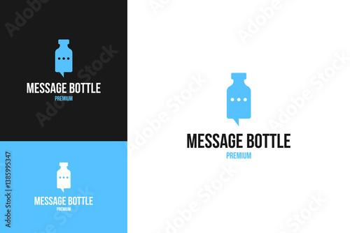 Message bottle logo design template vector illustration idea