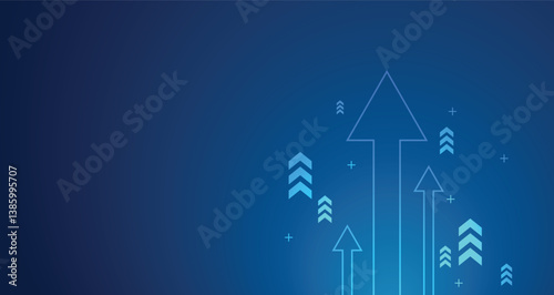 Business arrow up growth technology on dark blue background.