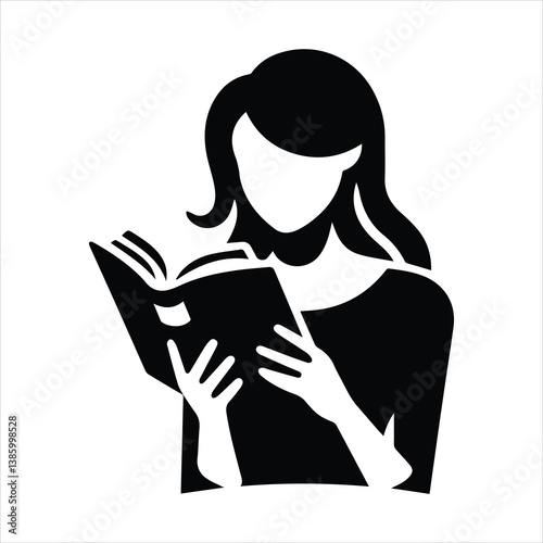 Silhouette of a Woman Reading a Book