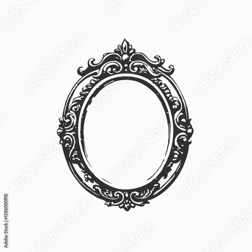 Vintage frame collection with different ornaments. Interior silhouette design element isolated on white background. 