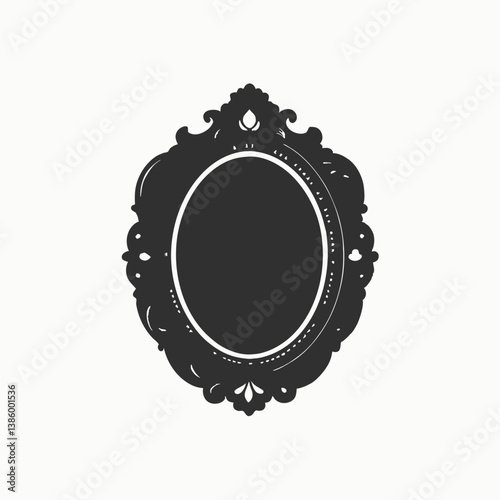 Hand drawn picture frames set. Sketch style highly detailed oval and rectangular wooden frames. Isolated vector illustration