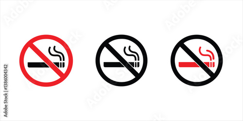 No smoking icon vector illustration on white background. No smoking  silhouette.