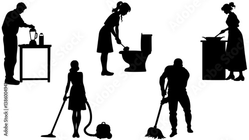 Stylish silhouettes set of daily life