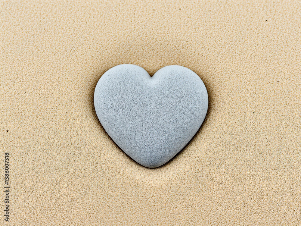Heart-Shaped Pebble on a Sandy Beach