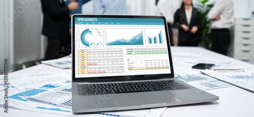 Obraz na płótnie Spreadsheet document information financial startup concept. data and graphs in spreadsheet documents for online analysis project dashboard accounting digital brisk w salonie