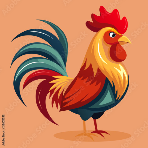 Rooster Vector Illustration - Cartoon, Clipart & Line Art Printable Graphic Design