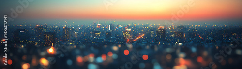  blurred city lights at twilight,