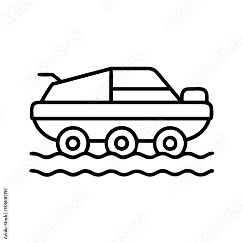 Explore amphibious atv vehicle outline vector icon for off road adventure and water sports design 
