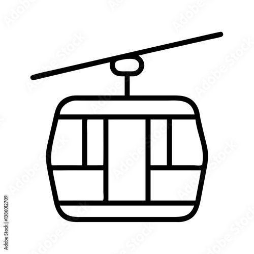 Outline cable car vector for mountain transport and ski resort travel illustration and design element drawing