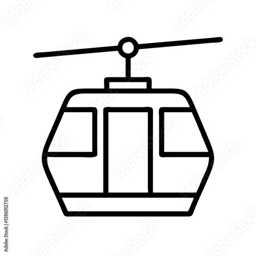 Outline cable car vector icon illustration for mountain transportation and ski resort travel concept