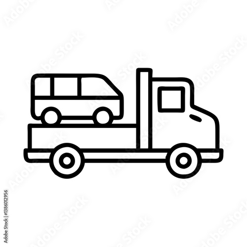 Tow truck transporting a car vector icon illustration for roadside assistance and vehicle recovery services