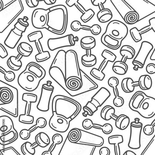 Fitness background, pattern set. Collection icon fitness. Vector