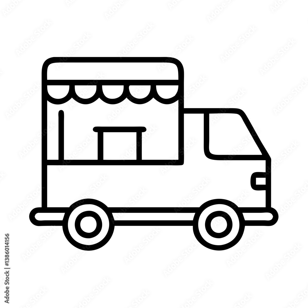 Food truck vector icon illustration, mobile kitchen and street food vendor for restaurant business, chars Food truck vector icon illustration, mobile kitchen and street food vendor for restaurant business, chars
