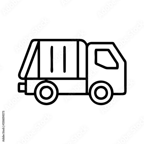 Garbage truck vector illustration for waste management service and recycling concept in outline style design