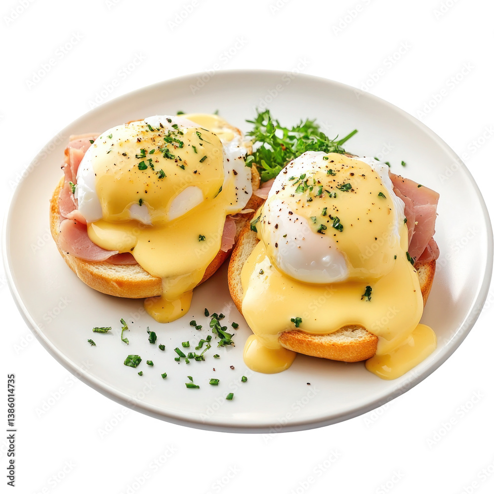 Gourmet Eggs Benedict on transparent background Gourmet Eggs Benedict on transparent background