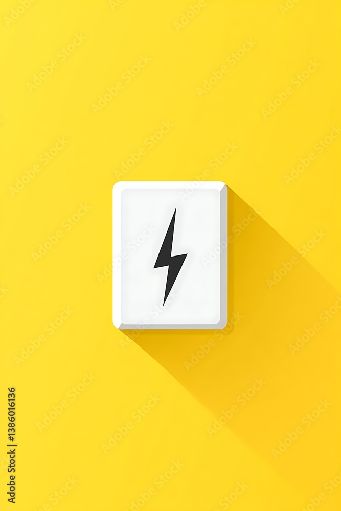 Power Button Icon on Yellow Background Power Button Icon on Yellow Background