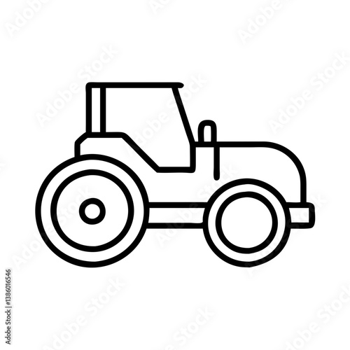 Tractor outline vector icon agricultural farm vehicle farming machinery equipment rural transportation farm tractor