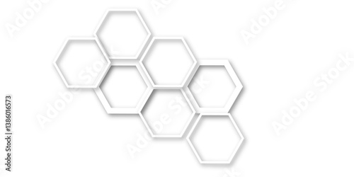Minimalist High-Tech Concept Featuring a Seamless White and Grey Hexagon Grid Pattern, Perfect for Backgrounds, Web Design, and Innovative Digital Illustrations	