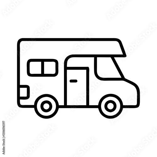 Camper van rv outline vector illustration for travel adventure and road trip designs and vacation ideas
