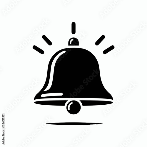 very simple flat and single minimalist Alarm Bell Silhouette in black on a white background 
