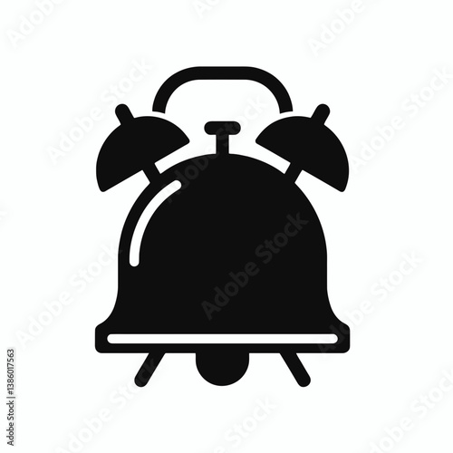 very simple flat and single minimalist Alarm Bell Silhouette in black on a white background 