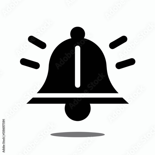 very simple flat and single minimalist Alarm Bell Silhouette in black on a white background 