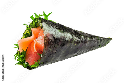 Fresh Temaki Sushi Filled with Delicious Ingredients Isolated on Transparent Background