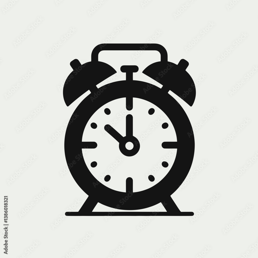  very simple flat and single minimalist Alarm Clock Base Silhouette in black on a white background