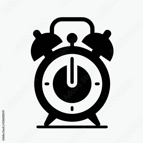 very simple flat and single minimalist Alarm Clock Bell Silhouette in black on a white background
