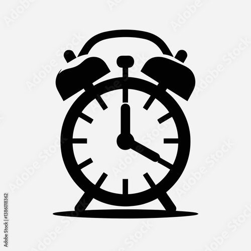very simple flat and single minimalist Alarm Clock Bell Silhouette in black on a white background