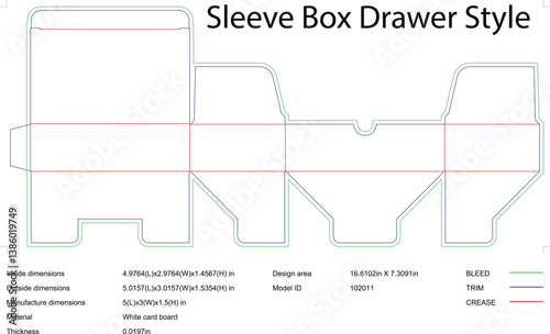 Sleeve Box Drawer Style Packaging Design Template Diagram