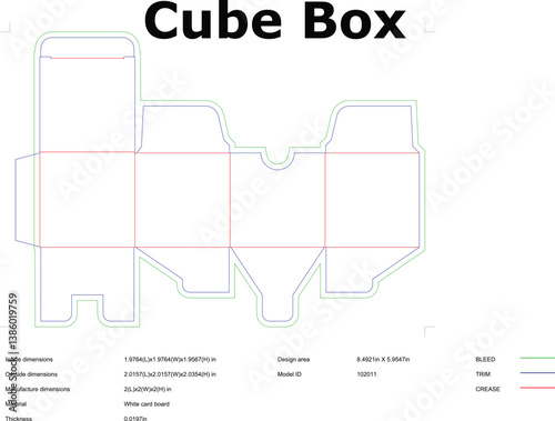 Cube Box Design Template Packaging, DieCut, Dimensions, Folding, Assembly