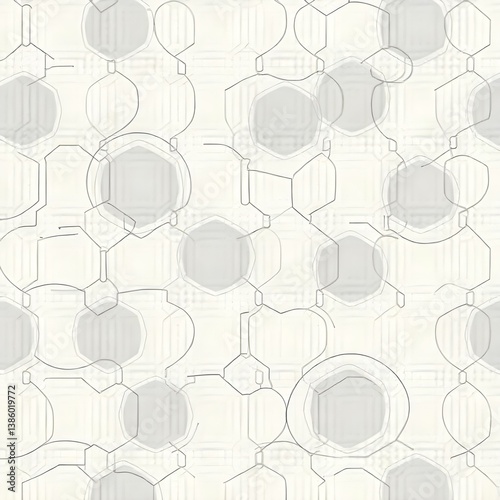 Abstract Seamless Geometric Pattern with Organic Lines and Minimalist Shapes in Grayscale Tones


