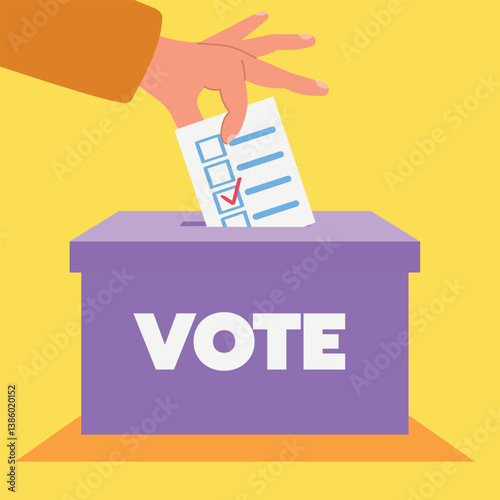 The action of vote with brilliant color style in election day for multimedia design. Flat vector illustration.