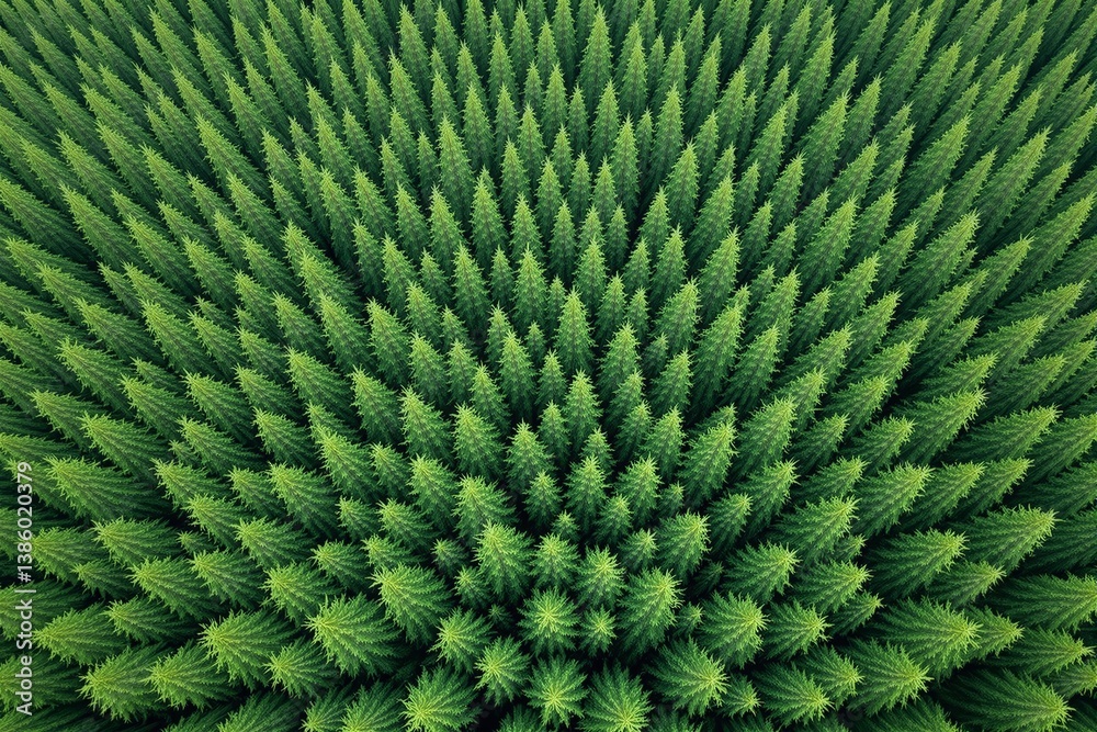 Dense symmetrical pine forest viewed from above, digital art style, isolated on natural green background, concept of nature harmony and structure. Ai generative Dense symmetrical pine forest viewed from above, digital art style, isolated on natural green background, concept of nature harmony and structure. Ai generative