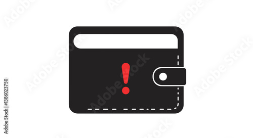 Warning wallet with exclamation mark graphic design