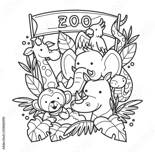 Hand drawn coloring page illustration