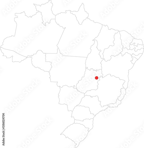 Outline Capital Mark of Brazil on its Map