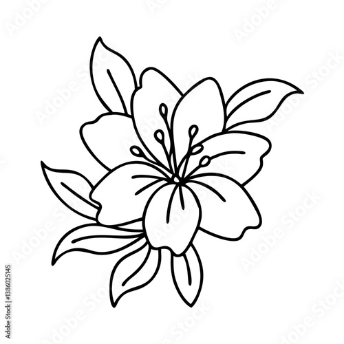 azalea flower icon, azalea flower line art - simple line art of azalea flower, perfect for azalea flower logos and icons
