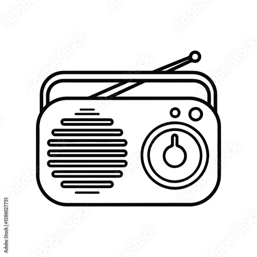  Vintage Radio Icon with Antenna