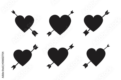 heart arrow through it vector art silhouette