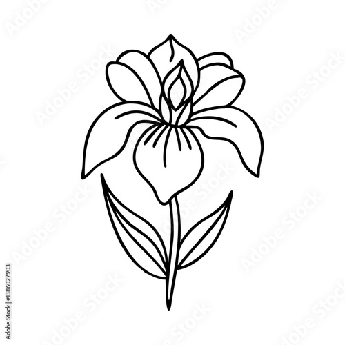 iris flower icon, iris flower line art - simple line art of iris flower, perfect for iris flower logos and icons